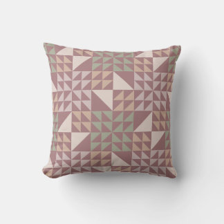 Coussin jeté avec motif de quilt géométrique rose