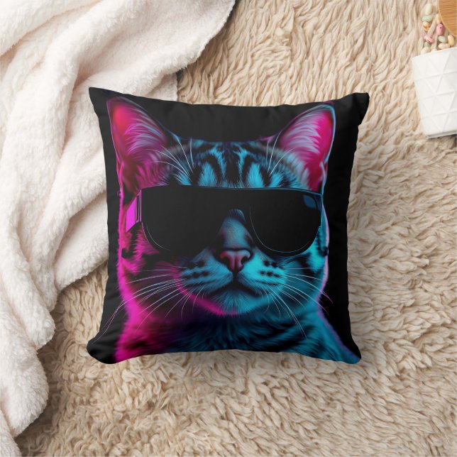 Coussin jeté chat néon (Couverture)