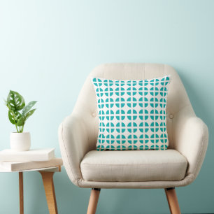 Coussin Jeté de cercle géométrique segmenté bleu sarcelle