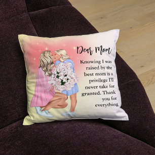 Coussin jeté Dear Mom Cadeau mère fille