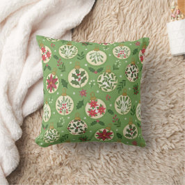 Coussin jeté d'ornements de Noël dessinés à la mai