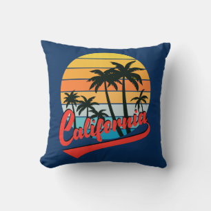 Coussin jeté du coucher de soleil rétro californie
