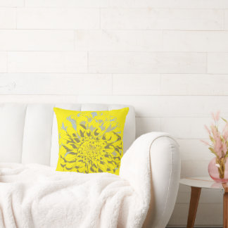 Coussin jeté jaune Dahlia