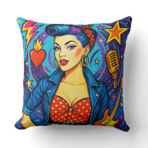 Coussin jeté/oreiller Rockabilly Rétro