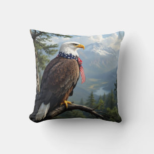 Coussin jeté portrait majestueux de l'aigle aux ye