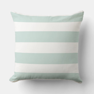 Coussin jeté rayé blanc et écume de mer