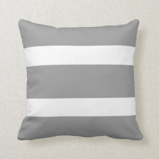 Coussin jeté rayé gras Gris fumé et blanc