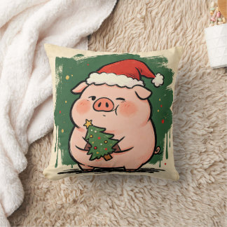 Coussin jeté représentant un cochon mignon dans un