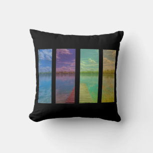 Coussin Jetée en bois au-dessus d'un parc paysager du lac 