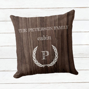 Coussin Jeter cabine de bois d'oreiller monogramme personn