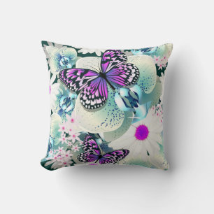 Coussin Jeter des oreillers/papillons, des orchidées et de