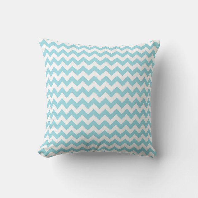 Coussin Jeter l'oreiller/bleu et blanc Chevron (Recto)