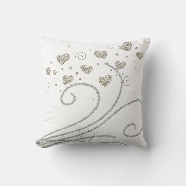 Coussin Jeter Pillow Gold Hearts Argent (Recto)