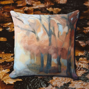 Coussin Jeter Pillow moderne oranger jaune brun arbres