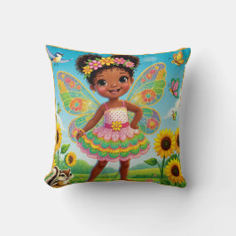 Coussin JETER UN COUP D'OEIL - "HAPPY FAIRY with SUNFLOWER