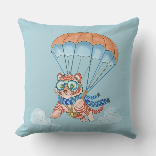 Coussin Jetez le tigre de parachute d'oreiller (Recto)