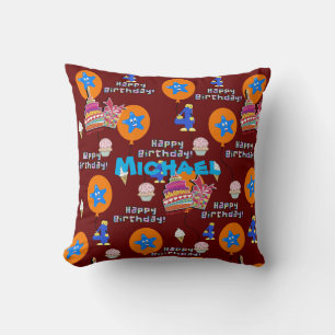 Coussin Jetez l'oreiller, #4 Joyeux 4e anniversaire rouge