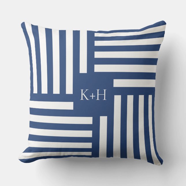 Coussin Jetez l'oreiller avec Bleu Blanc Stripes Mariage C (Recto)