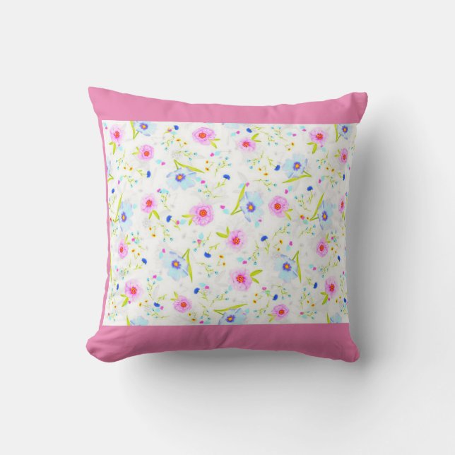 Coussin Jetez l'oreiller en rose. (Recto)