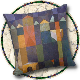 Coussin Jetez l'oreiller - "Ville des tours" - Paul Klee