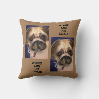 Coussin Jetez un Carlin d'oreiller avec du cigar ! Drôle !