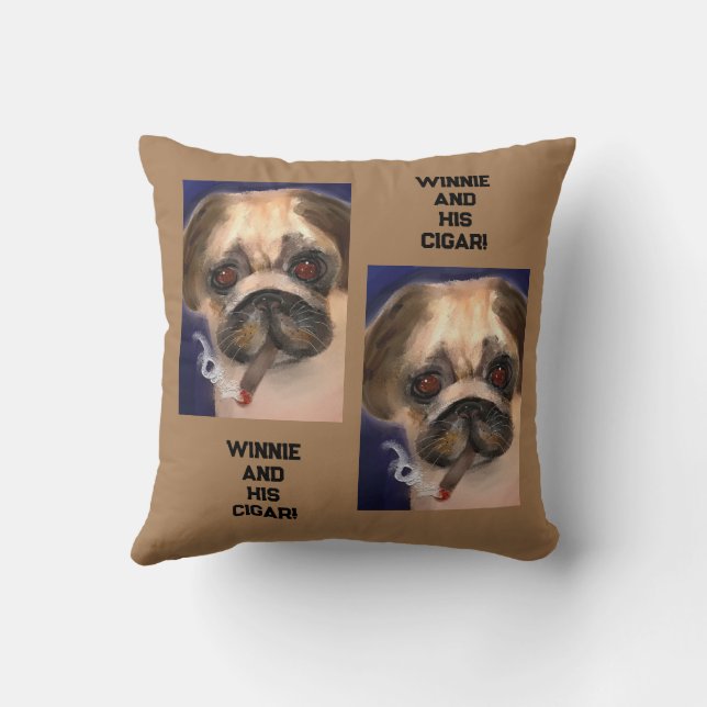 Coussin Jetez un Carlin d'oreiller avec du cigar ! Drôle ! (Verso)