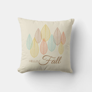 Coussin Jetons d'automne Hello moderne Script multicolore
