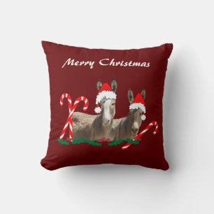 Coussin Jets de Noël, oreiller, faune, ânes