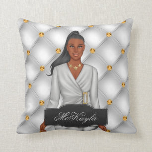 Coussin Jeu de femme afro-américaine de mode personnalis