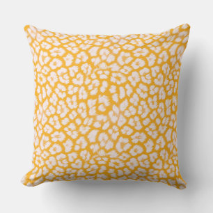 Coussin Jeu d'oreiller blanc jaune abstrait empreinte de l