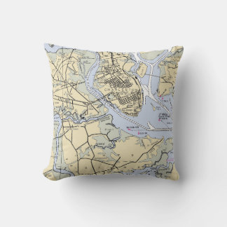 Coussin Jeu d'oreiller - Charleston, carte marine SC