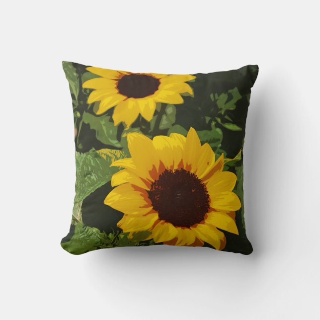 Coussin Jeu d'oreiller de design de tournesol jaune (Recto)