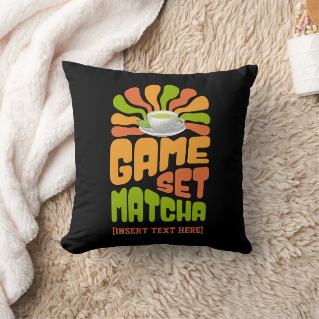 Coussin JEU MATCHA Fun Latte Drinker Nom personnalisé (Couverture)