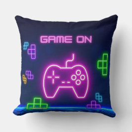 Coussin Jeu sur neon rose et vert jeu vidéo