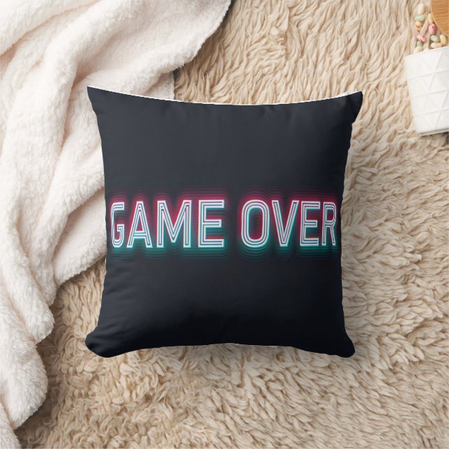 Coussin Jeu sur néon signe | Design d'arcade rétro brillan (Couverture)