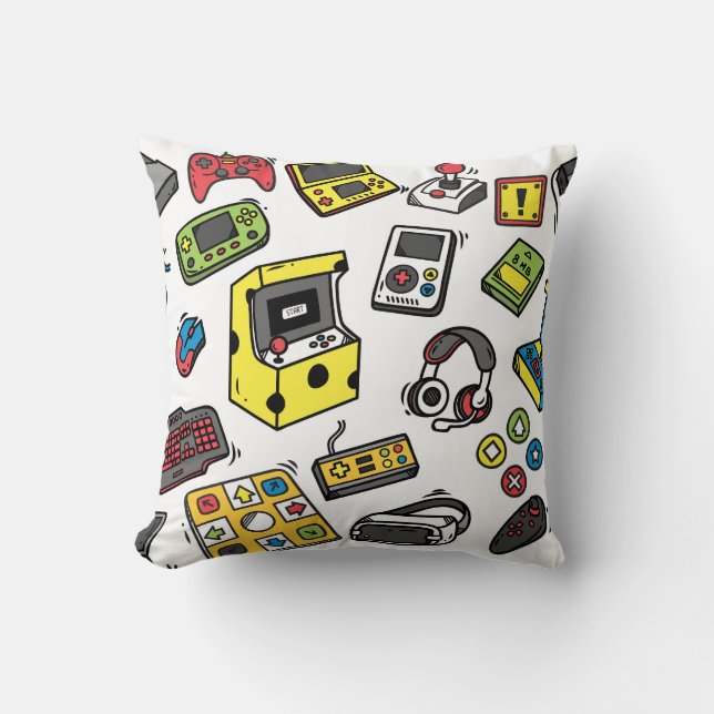 Coussin Jeu vidéo, jeu de doodles (Recto)