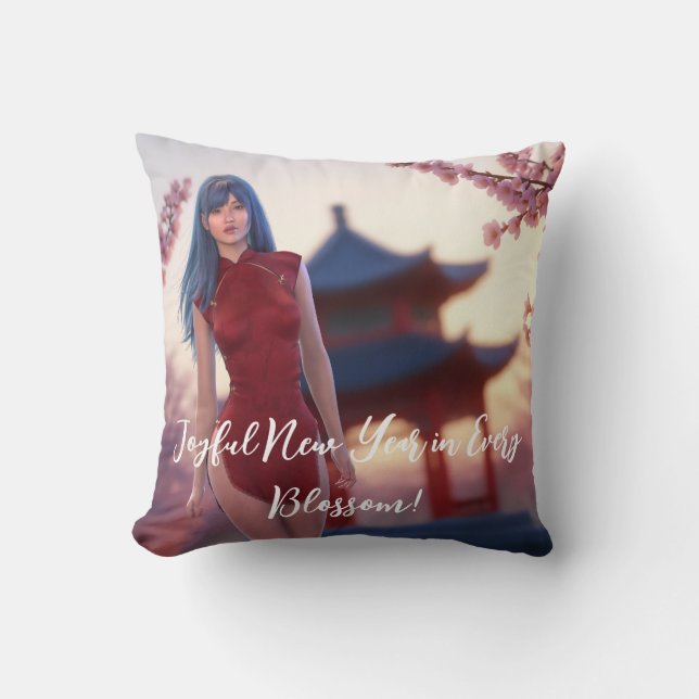 Coussin Jeune Cheongsam Beauté Poster pour le Nouvel An ch (Recto)