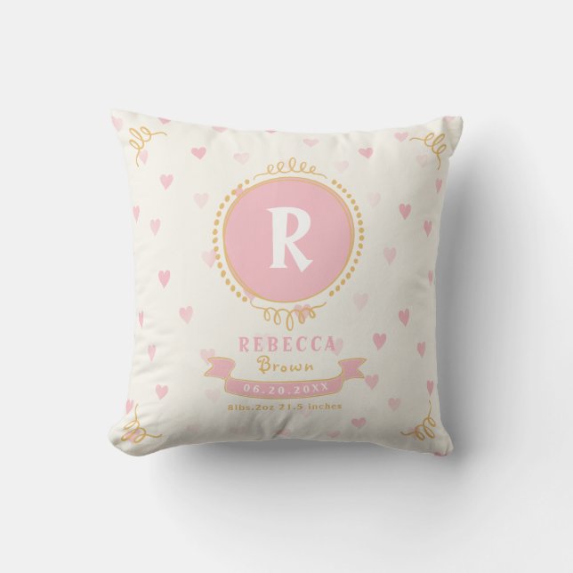 Coussin Jeune fille à naître, garde-bébé personnalisée, mo (Recto)