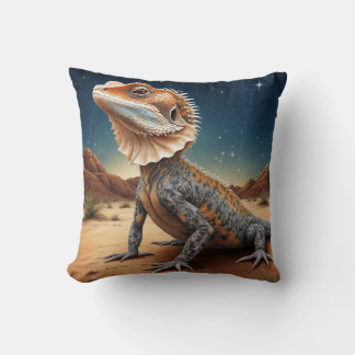 Coussin Jeune lézard à collerette Scène de faune