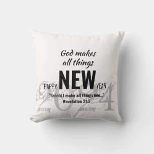 Coussin JEUX NOUVEL AN 2024 Christian Bible Verse WHITE