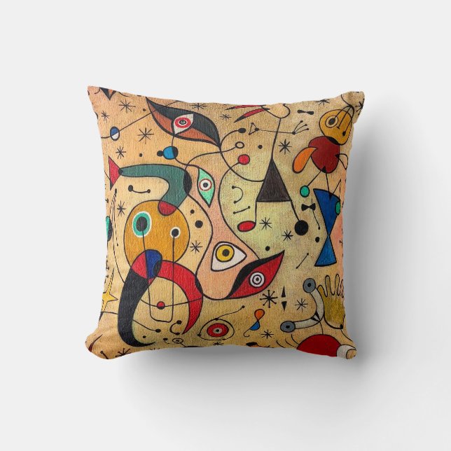 Coussin joan miro peintures art, affiche d'art abstrait (Recto)