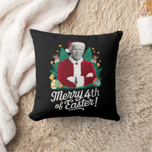 Coussin Joe Biden Noël Santa Joyeux 4ème de Pâques Xmas
