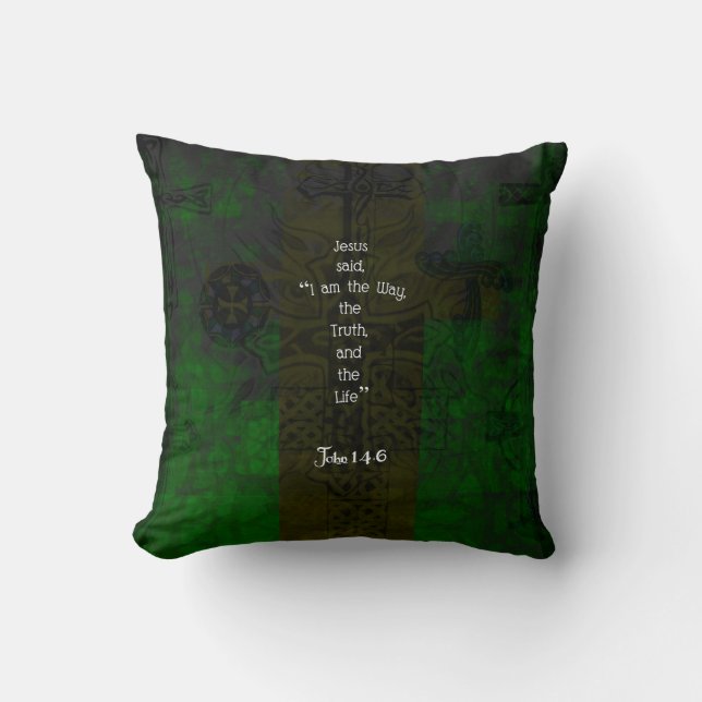 Coussin John 14:6 Verse de la Bible Citation de chemin ins (Recto)