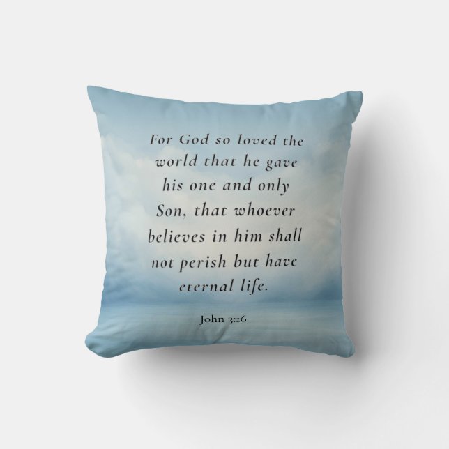 Coussin John 3:16 Image du couplet de la Bible (Recto)