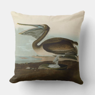 Coussin John James Audubon Peinture Pélicane Brown