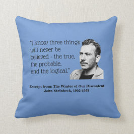Coussin John Steinbeck, je sais trois choses, bleu