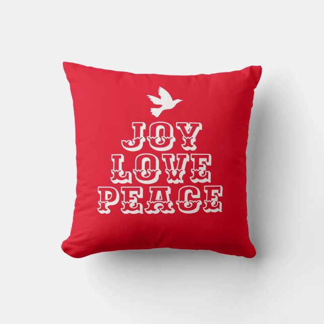 Coussin joie amour paix colombe blanc noël arbre slogan (Recto)
