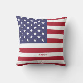 Coussin Joie !Amour ! Paix ! Drapeau américain et feux d'a