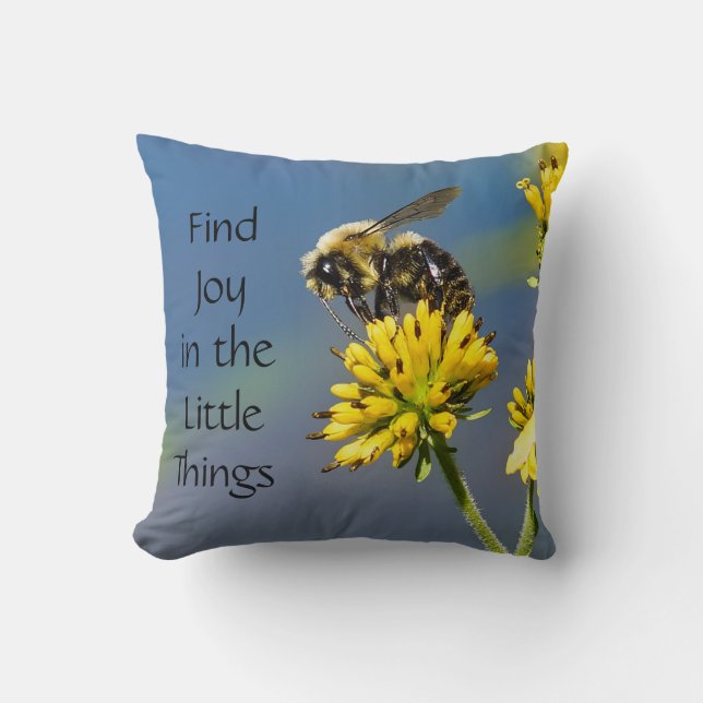 Coussin Joie de découverte dans le petit carreau d'abeille (Recto)