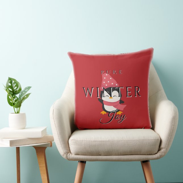 Coussin Joie hivernale pure avec pingouin (Chaise)